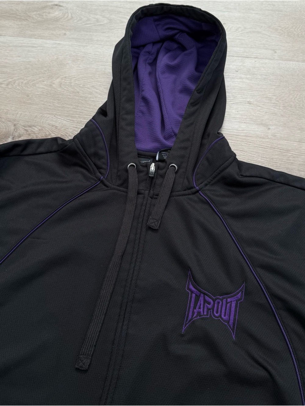 VTG Tapout Full Zip Hoodie Black Purple 2000’s Vintage MMA Y2K Skate Grunge Emo